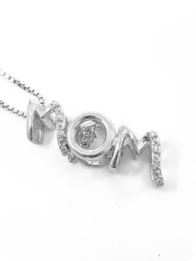 Sterling Silver 0.04cttw Round-Cut Diamond Pendant - 18"