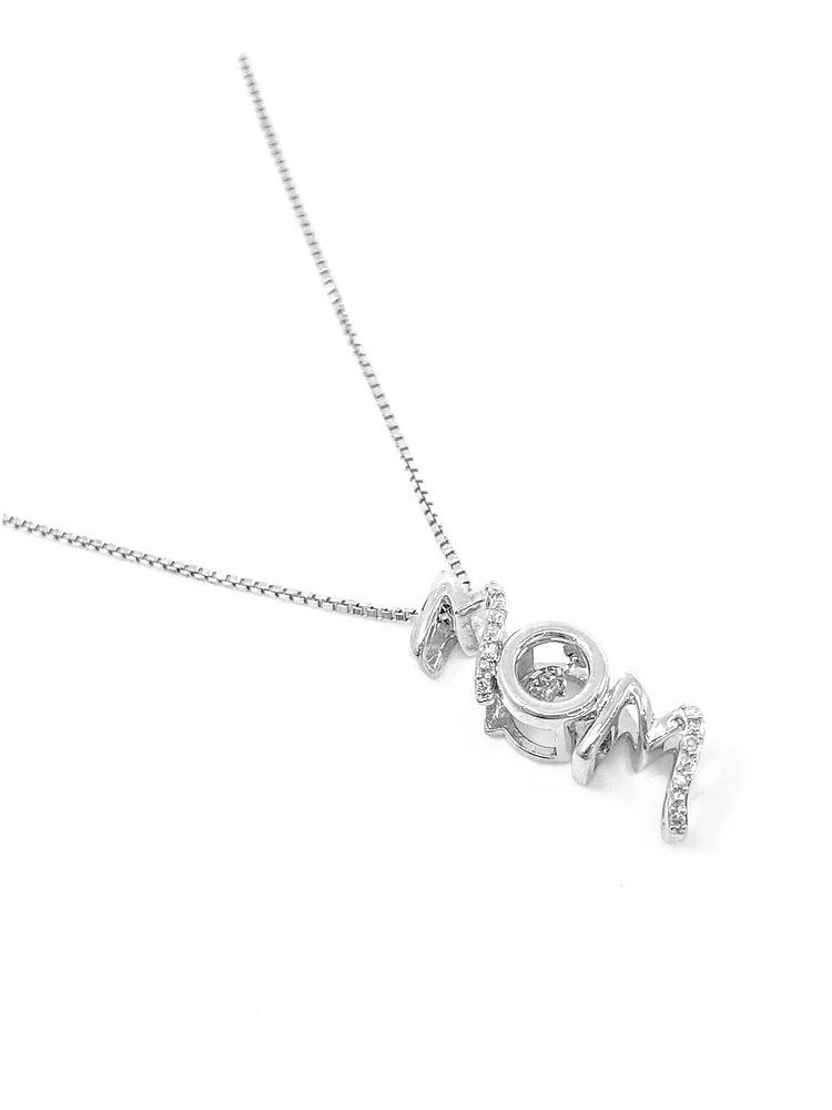 Sterling Silver 0.04cttw Round-Cut Diamond Pendant - 18"