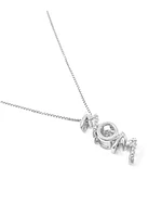 Sterling Silver 0.04cttw Round-Cut Diamond Pendant - 18"