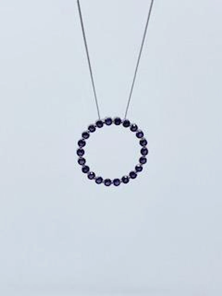 10K White Gold 1.32cttw Genuine Amethyst Circle Necklace - 18 Inches