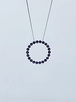 10K White Gold 1.32cttw Genuine Amethyst Circle Necklace - 18 Inches