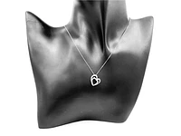 10K White Gold 0.03cttw Diamond Double Heart Pendant, 18"