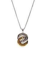 Sterling Silver & 10K Yellow Gold "Stronger Together" 0.02cttw Diamond Necklace, 18"