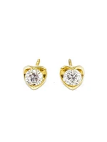 14K Yellow Gold cttw Canadian Diamond Mezza Luna Earrings with Screw Backs