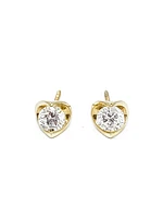 14K Yellow Gold cttw Canadian Diamond Mezza Luna Earrings with Screw Backs