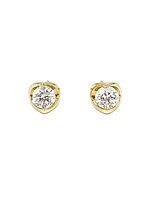 14K Yellow Gold cttw Canadian Diamond Mezza Luna Earrings with Screw Backs