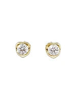 14K Yellow Gold cttw Canadian Diamond Mezza Luna Earrings with Screw Backs