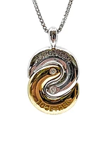 Sterling Silver & 10K Yellow Gold "Stronger Together" 0.02cttw Diamond Necklace, 18"