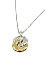 Sterling Silver & 10K Yellow Gold "Stronger Together" 0.02cttw Diamond Necklace, 18"