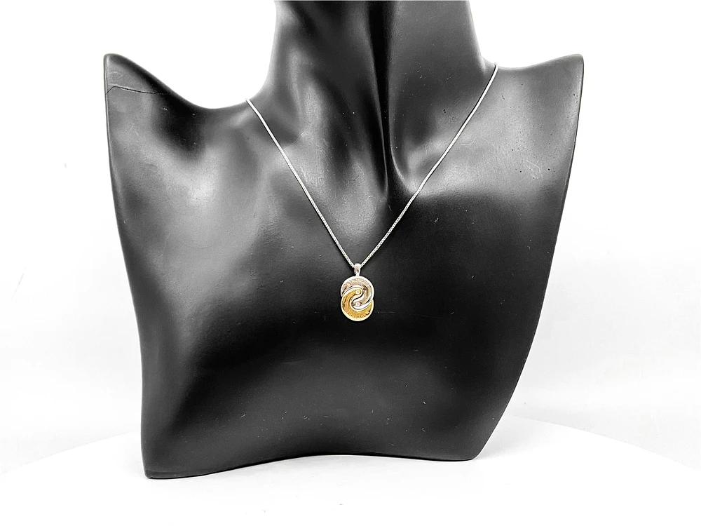 Sterling Silver & 10K Yellow Gold "Stronger Together" 0.02cttw Diamond Necklace, 18"