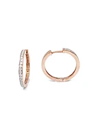 10K Rose Gold 0.33cttw Diamond Hoop Huggie Hinged Earrings