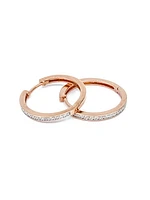 10K Rose Gold 0.33cttw Diamond Hoop Huggie Hinged Earrings