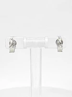 10K White Gold 0.22cttw Genuine Opal and 0.01cttw Diamond Earrings