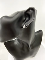 10K White Gold 0.22cttw Genuine Opal and 0.01cttw Diamond Earrings