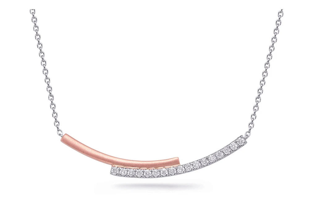 14K White & Rose Gold 0.20cttw Diamond Pendant, 18"