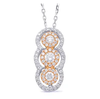 14K White & Rose Gold 0.43cttw Diamond Pendant, 18"
