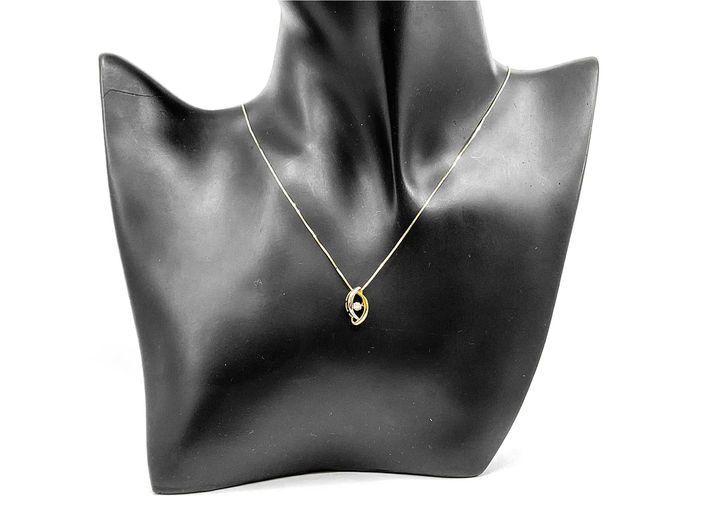 10K White and Yellow Gold 0.09cttw Diamond Pendant, 18"