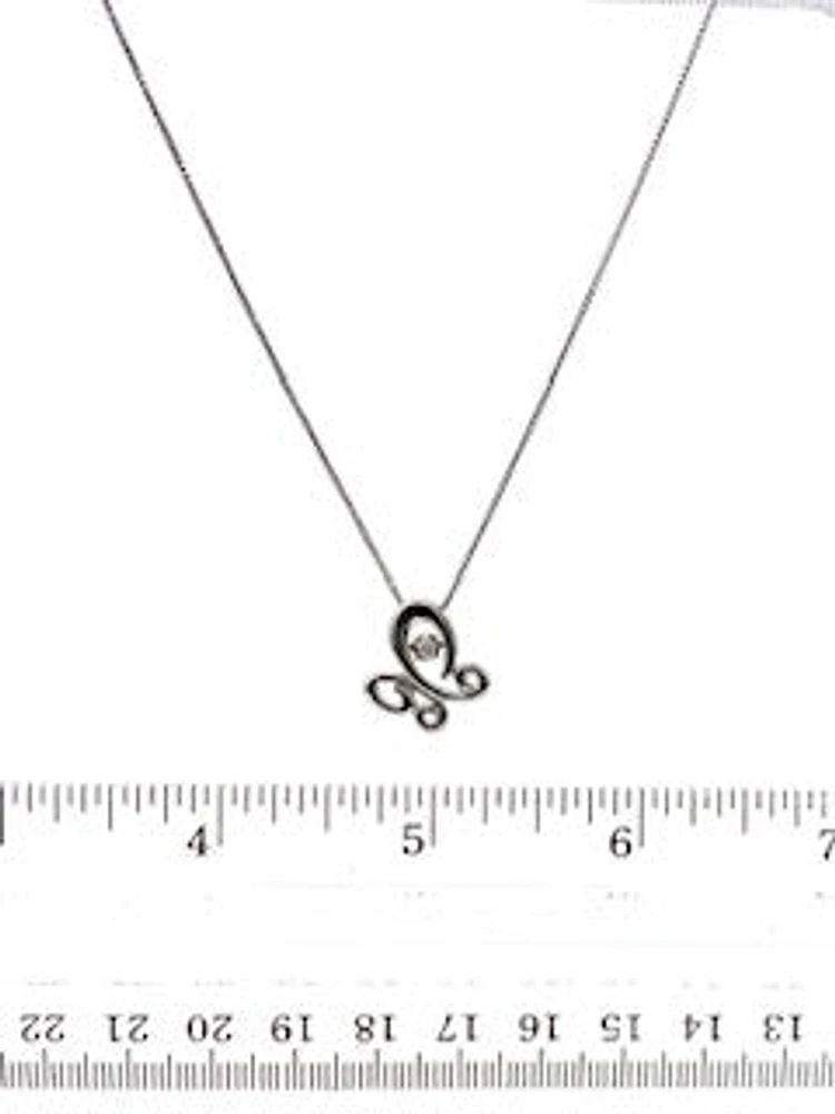 Sterling Silver 0.03cttw Diamond Butterfly Necklace, 18"
