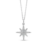 10K White Gold 0.10cttw Diamond North Star Pendant, 18"