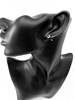 10K White Gold 0.40cttw Genuine Ruby and 0.12cttw Diamond Halo Stud Earrings