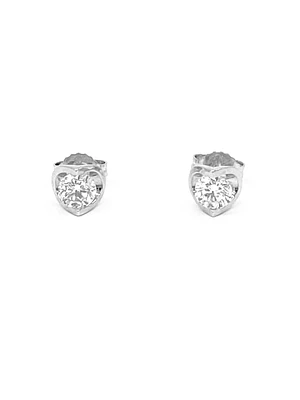 14K White Gold 0.30cttw Canadian Diamond Mezza Luna Earrings with Screw Backs