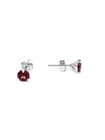 10K White Gold 1.30cttw Round Cut Garnet Stud Earring
