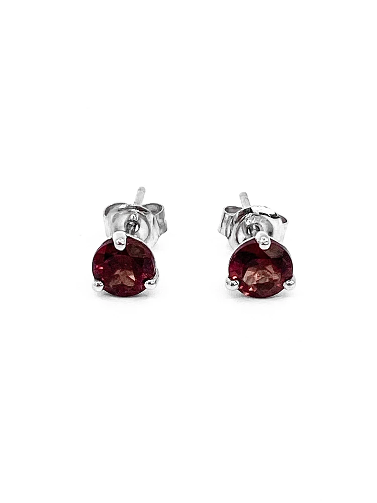 10K White Gold 1.30cttw Round Cut Garnet Stud Earring