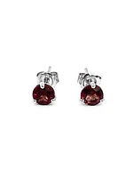 10K White Gold 1.30cttw Round Cut Garnet Stud Earring