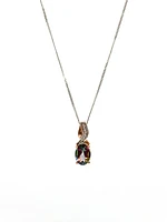 10K White and Rose Gold 1.00cttw Mystic Topaz & 0.012cttw Diamond Pendant, 18"