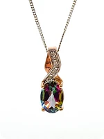 10K White and Rose Gold 1.00cttw Mystic Topaz & 0.012cttw Diamond Pendant, 18"