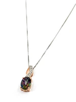 10K White and Rose Gold 1.00cttw Mystic Topaz & 0.012cttw Diamond Pendant, 18"