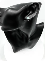 10K White Gold 0.30cttw Emerald & 0.12cttw Diamond Halo Stud Earrings