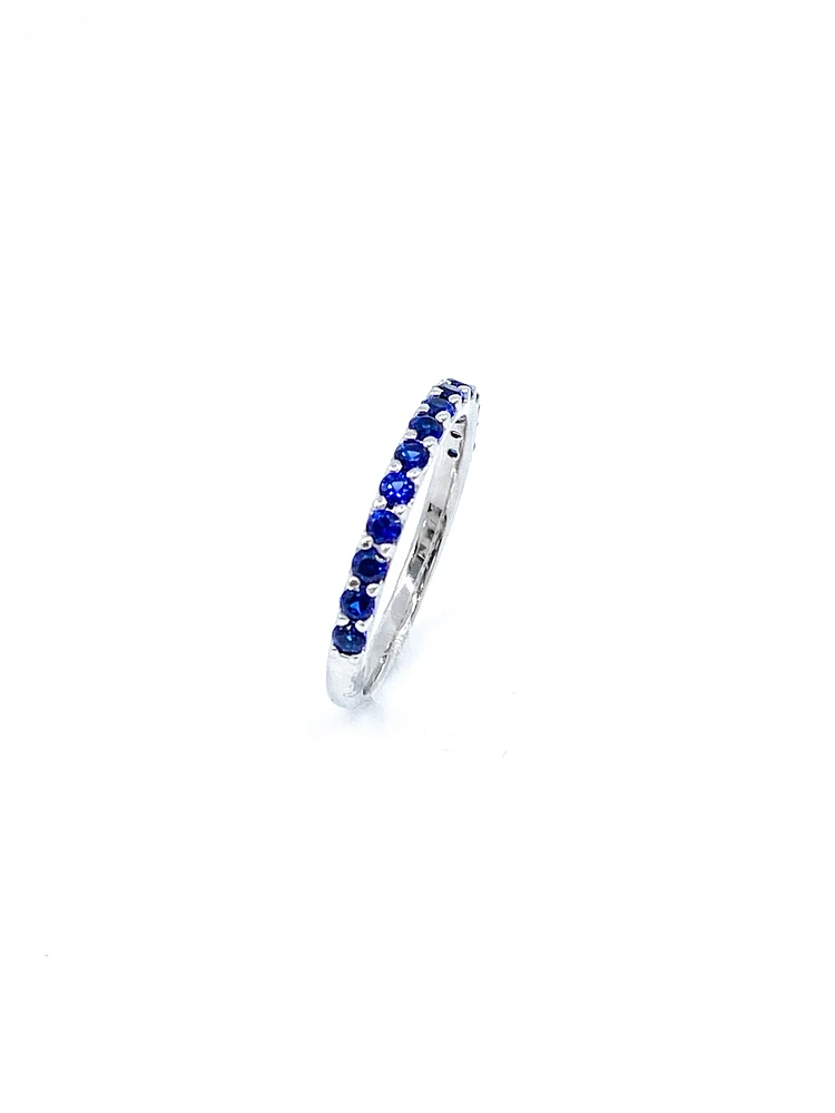 10K White Gold Created Sapphire Ring, size 6.5