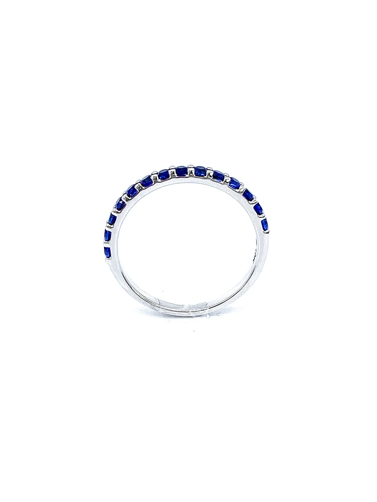 10K White Gold Created Sapphire Ring, size 6.5