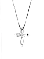 Sterling Silver 0.075cttw Diamond Cross Pendant, 18"