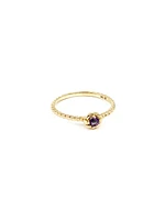10K Yellow Gold 0.10cttw Genuine Amethyst  Halo Ring, size 6.5