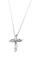 Sterling Silver 0.075cttw Diamond Cross Pendant, 18"