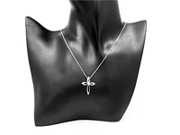 Sterling Silver 0.075cttw Diamond Cross Pendant, 18"