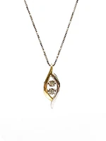10K White and  Yellow Gold 0.02cttw Diamond Pulse Pendant, 18"