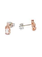 10K Rose Gold 0.50cttw Genuine Oval Cut Morganite & 0.05cttw Diamond Stud Earrings