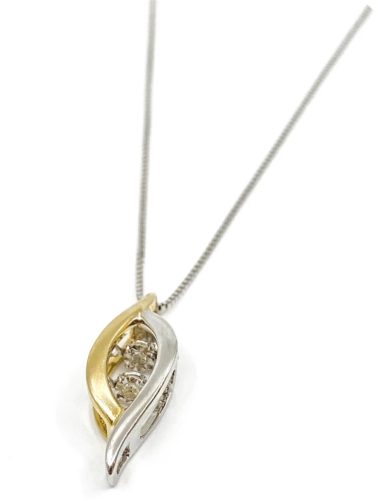 10K White and  Yellow Gold 0.02cttw Diamond Pulse Pendant, 18"