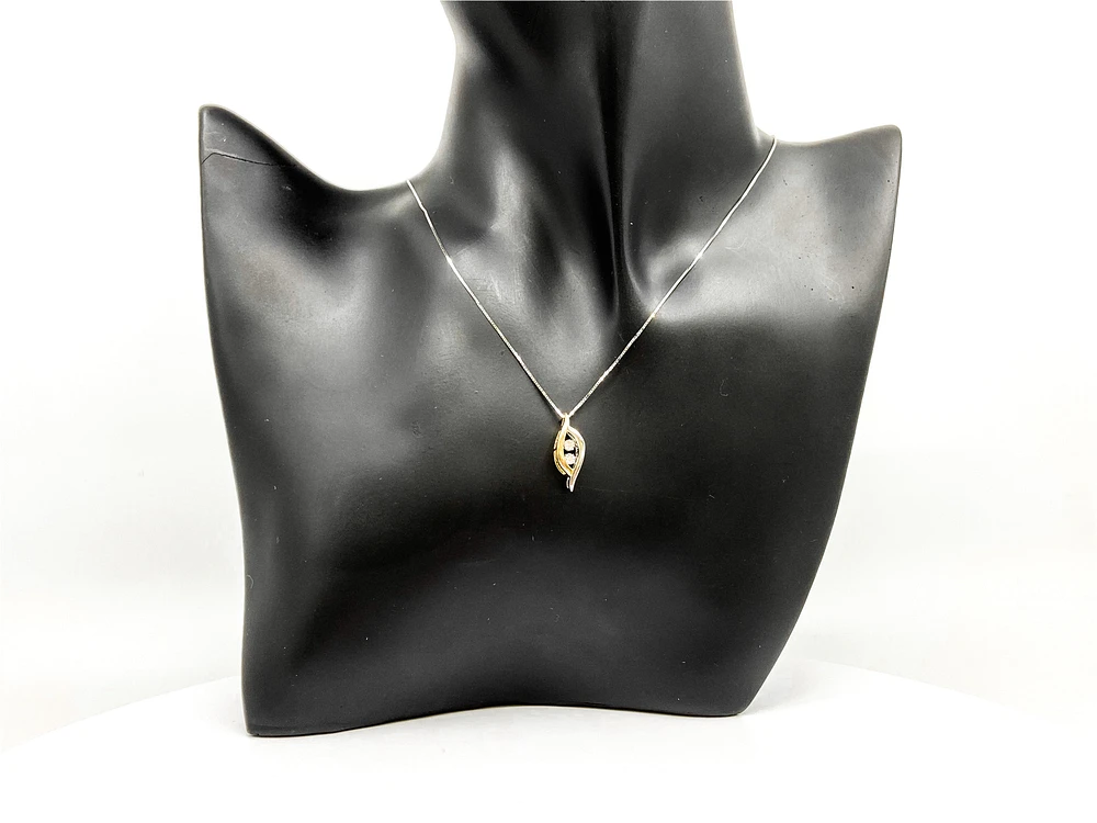 10K White and  Yellow Gold 0.02cttw Diamond Pulse Pendant, 18"