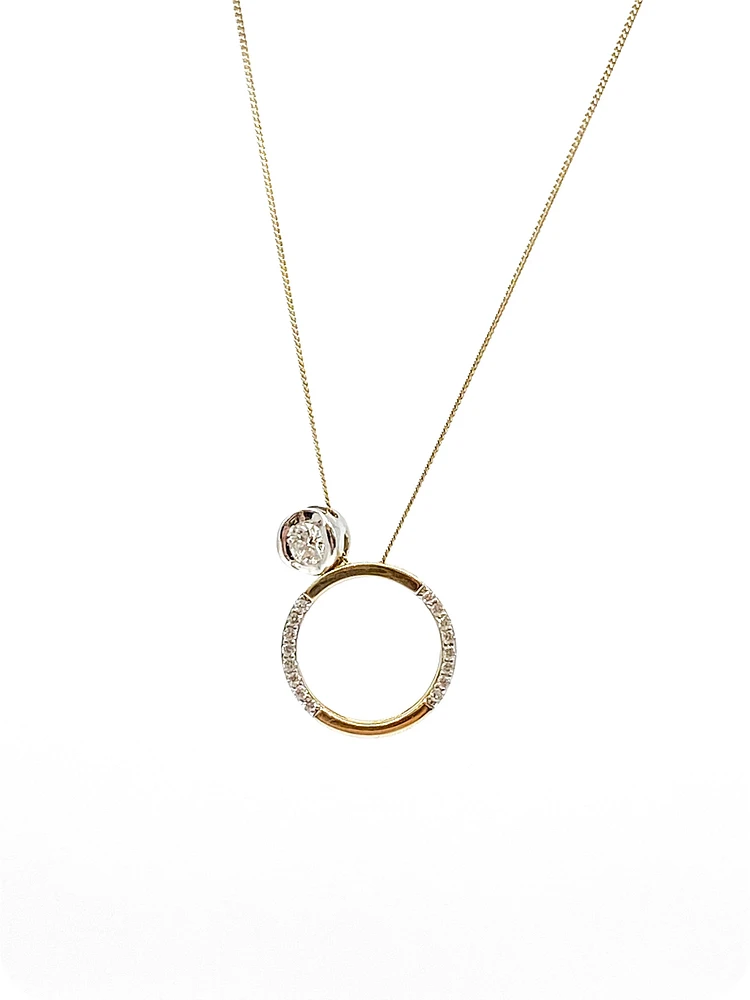 10K White & Yellow Gold 0.137cttw Canadian Diamond Eternity Necklace, 18"