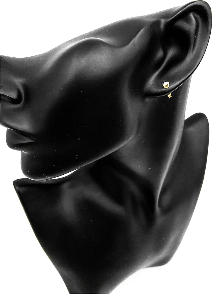 14K Yellow Gold cttw Canadian Diamond Mezza Luna Earrings with Screw Backs