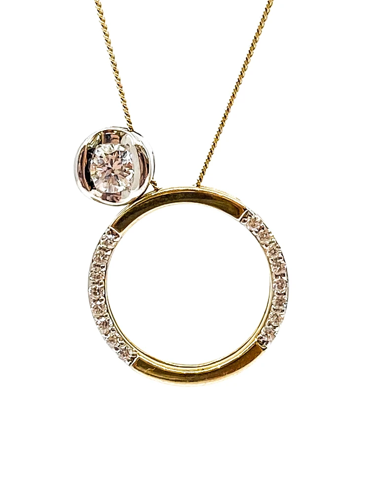 10K White & Yellow Gold 0.137cttw Canadian Diamond Eternity Necklace, 18"