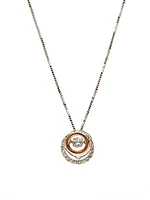 10K White & Rose Gold 0.38cttw Diamond Eternity / Double Circle Necklace, 18"
