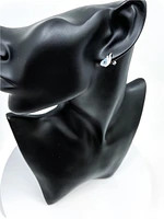 10K White Gold  Blue Topaz &  Diamond Stud Earrings