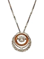 10K White & Rose Gold 0.38cttw Diamond Eternity / Double Circle Necklace, 18"