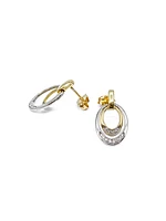 10K White & Yellow Gold 0.10cttw Diamond Double Eternity Earrings