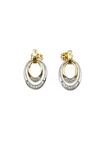 10K White & Yellow Gold 0.10cttw Diamond Double Eternity Earrings